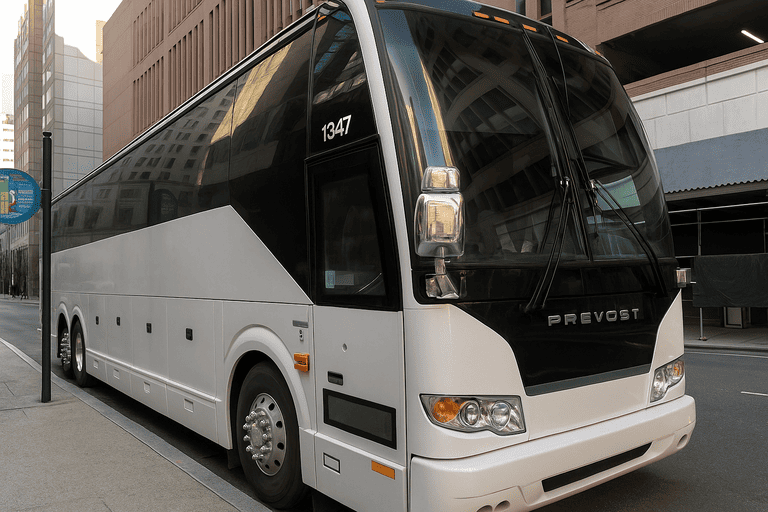 a Charter Bus Rental Downey coach bus