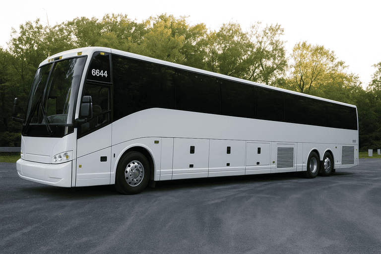 exterior of Charter Bus Rental Downey coach bus